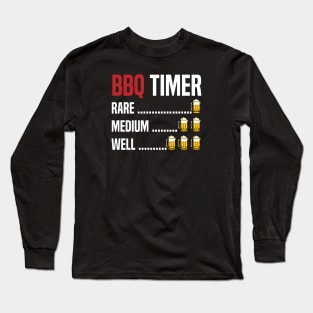 funny vintage barbeque bbq timer for bbq timing and beer drinking for bbq timing Long Sleeve T-Shirt